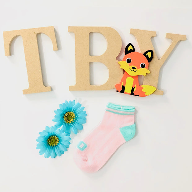 Girl Cotton ankle socks. Pink-green.