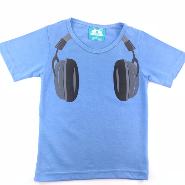 Boy Headset Graphic Tee. Blue.