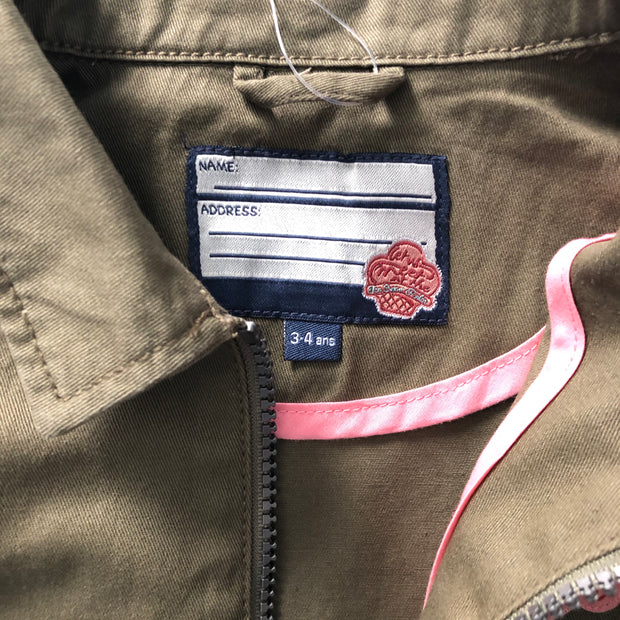 Girl's Denim Jacket. Olive Green.