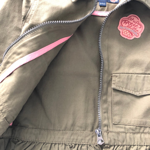 Girl's Denim Jacket. Olive Green.