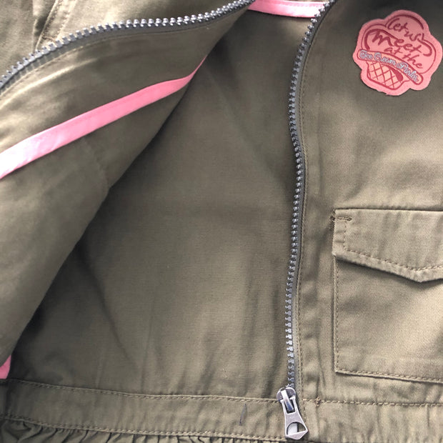 Girl's Denim Jacket. Olive Green.