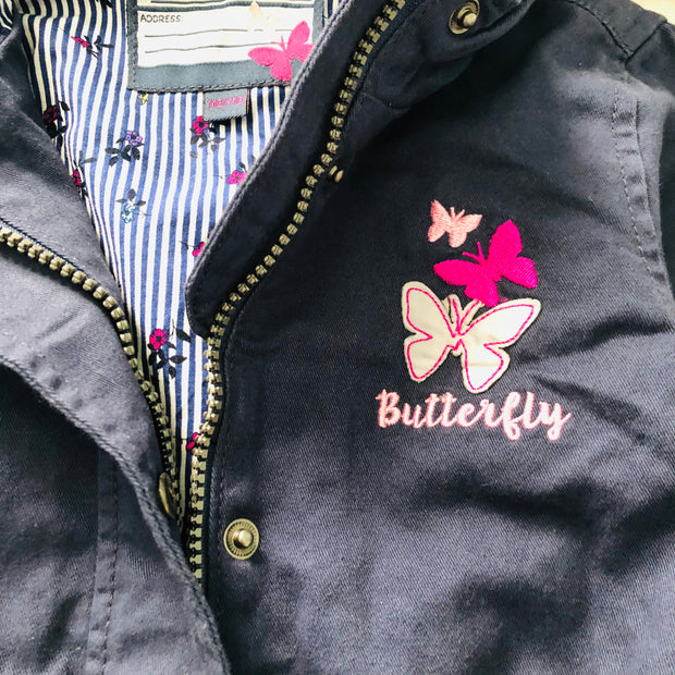 Girl's Navy blue Butterfly Parka