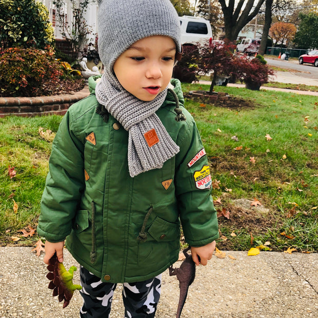 Plush padded warm Jacket for Boys. Green.
