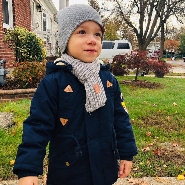 Plush padded warm Jacket for Boys. Navy Blue.