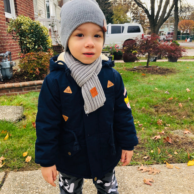 Plush padded warm Jacket for Boys. Navy Blue.