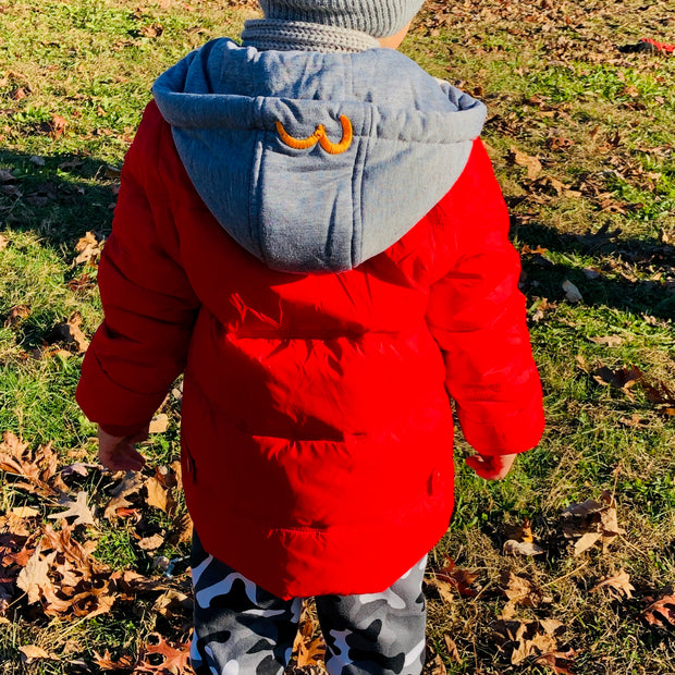 Soft warm winter down Jacket for Boys. Red.