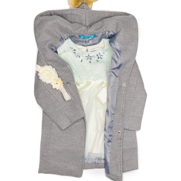Knitted Jewel Formal Dress. White