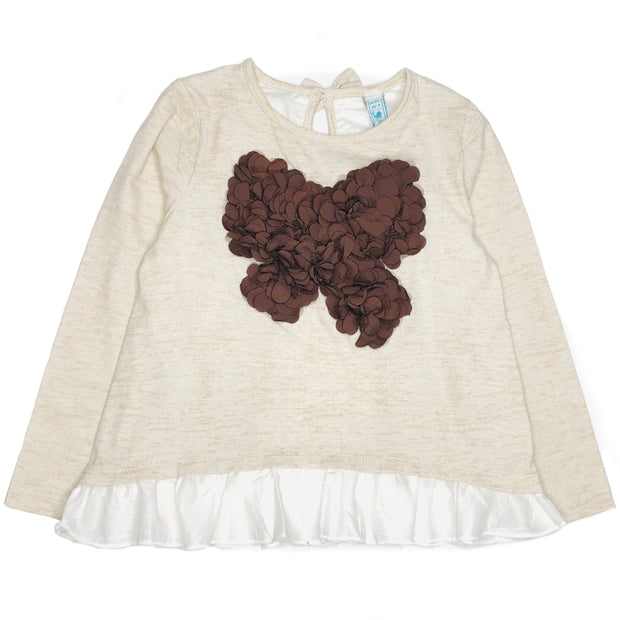 Girls Flower - Bow detail long sleeve shirt