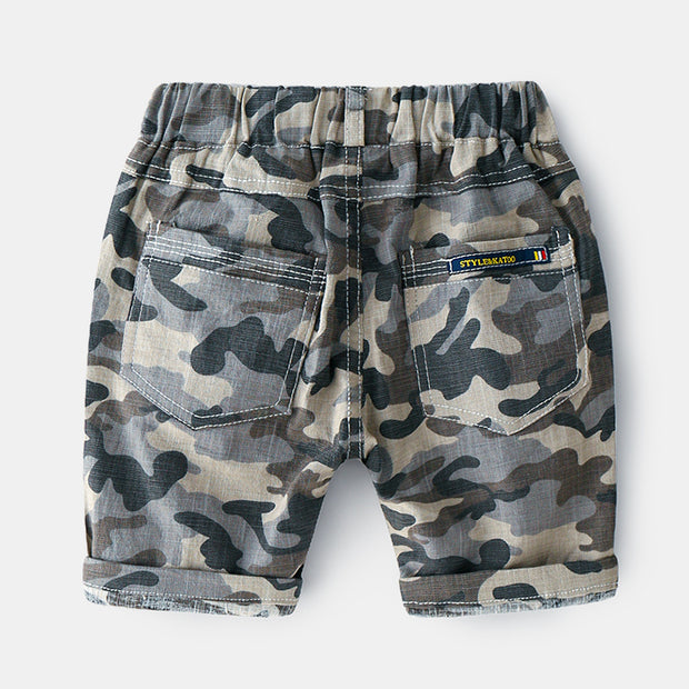 Boy Camo Shorts. Green-brown