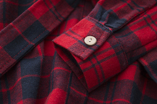 Girl's Red-Navy Plaid Dress