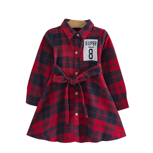 Girl's Red-Navy Plaid Dress