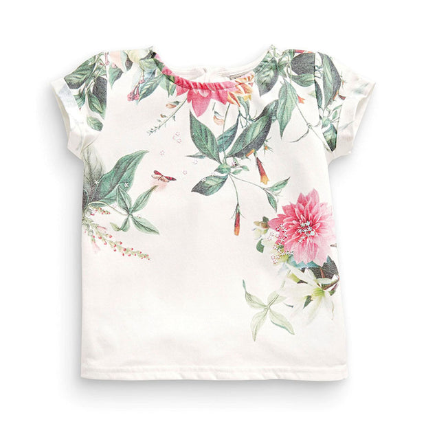 Girl's Floral Print Graphic Tee