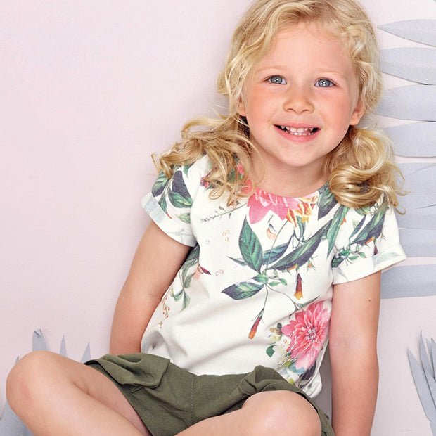 Girl's Floral Print Graphic Tee