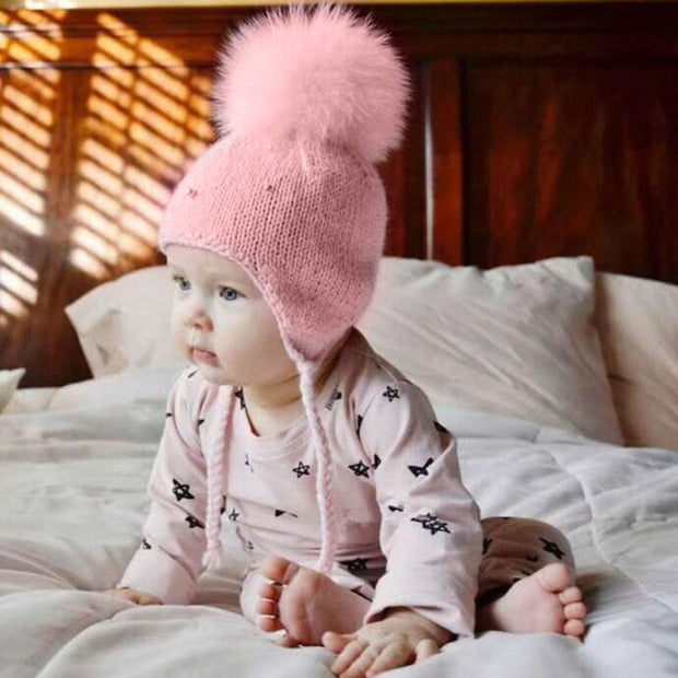 Baby-toddler pearl embellished winter hat