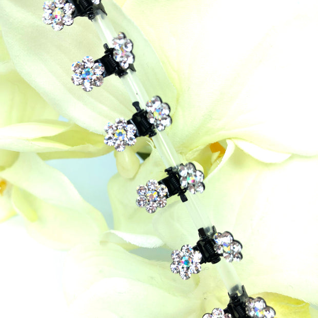 Mini Rhinestone Flower Clips 12 Pack
