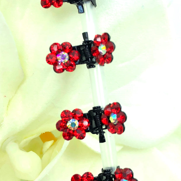 Mini Rhinestone Flower Clips 12 Pack