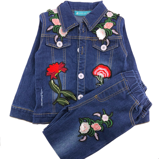 Girls  Distressed Denim 2 pcs set. Jacket and pants.