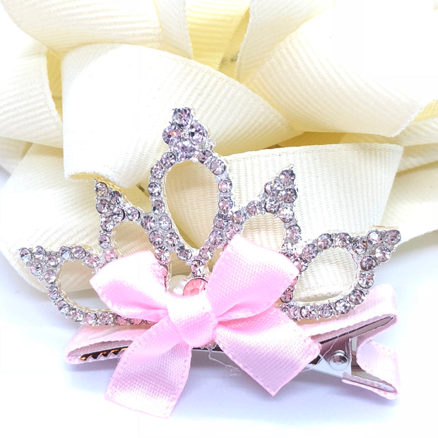 "True Princess" - #2 Girl's Crown Rhinestone Hair clip/ More colors available