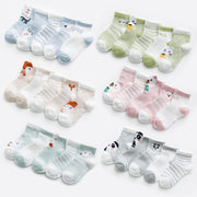 Unisex cotton jaquard sock. 5 pack. Beige Fox
