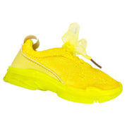 Girl's Lace Sneakers with organza. Yellow.