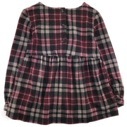 Girls wine red multicolor plaid print top
