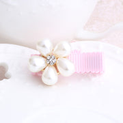 Cute Girl White Pearl-Rhinestone Flower Hair Clip
