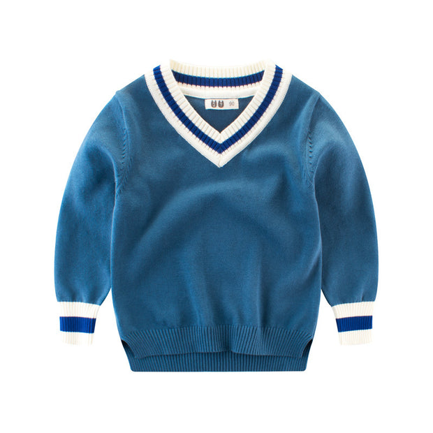 Boys V-neck high-low knitted Sweater
