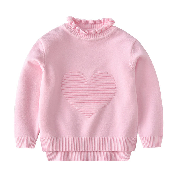 High Neck knitted sweater for Girls. Pink.