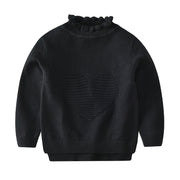 High Neck knitted sweater for Girls. Black.
