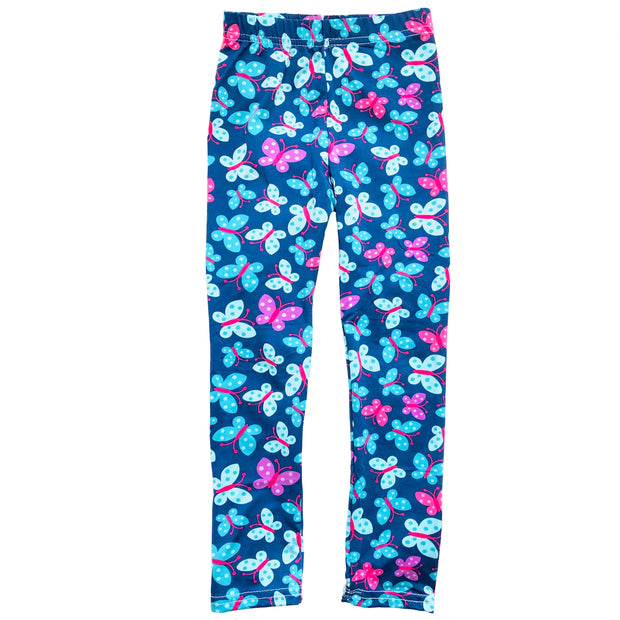 Girl Classic Flower Print super soft Summer Leggings. Light blue. –  TwinBunny