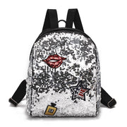 Girl's Flip Sequin Smaller School Backpack. Silver.