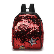 Girl's Flip Sequin Smaller School Backpack. Red.