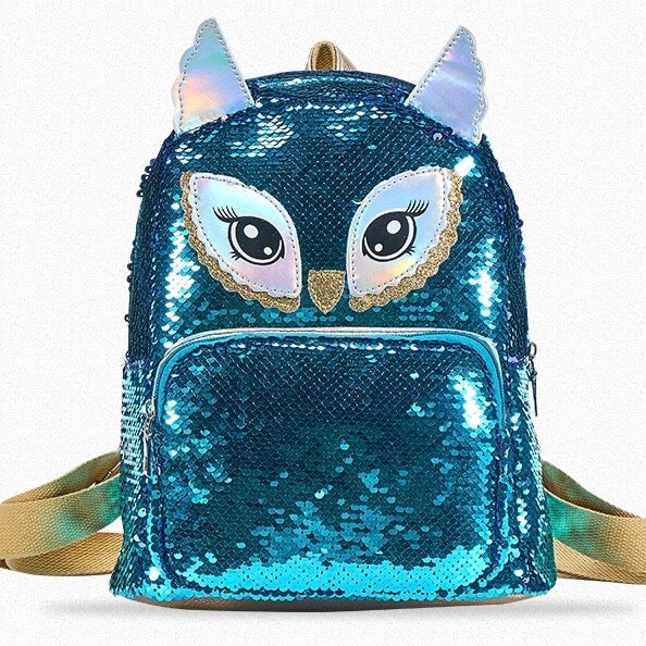 Justice blue top owl backpack