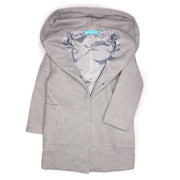 Girls Woolen Trench Coat, with Princess line hoodie. Grey.