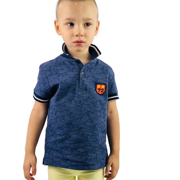 Boy's Blue Shark Polo Shirt
