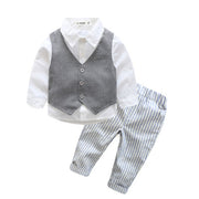 Baby Boy's formal 3 PCS set. Dark Grey-Blue