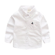 Boy's Boat embro button down shirt. White