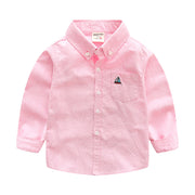 Boy's Boat embro button down shirt. Pink