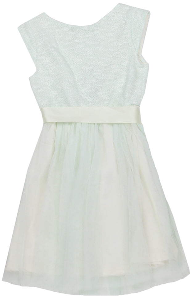 Knitted Jewel Formal Dress. White